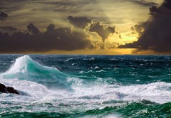 Fototapeta vliesov 145 x 100, 32168935 - wave during storm in sunset time