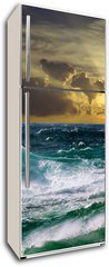 Samolepka na lednici fólie 80 x 200, 32168935 - wave during storm in sunset time - vlna během bouře při západu slunce