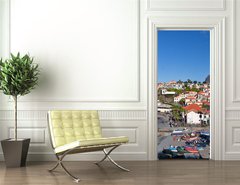 Samolepka na dvee flie 90 x 220  fishing village camara de lobos on madeira island, portugal, 90 x 220 cm