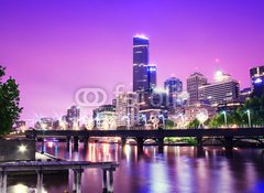 Fototapeta vliesov 100 x 73, 32194080 - Night Urban City Skyline. Melbourne. Australia - Non mstsk mstsk panorama. Melbourne. Austrlie