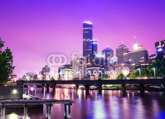 Fototapeta200 x 144  Night Urban City Skyline. Melbourne. Australia, 200 x 144 cm