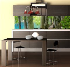 Fototapeta do kuchyně fólie 260 x 60, 32267229 - Sonnenschein im Wald neben klarem See - Sonnenschein im Wald neben klarem Podívejte se