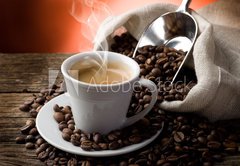 Fototapeta145 x 100  hot coffee  caffe fumante, 145 x 100 cm