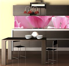 Fototapeta do kuchyn flie 260 x 60  Pink tulips close up, 260 x 60 cm