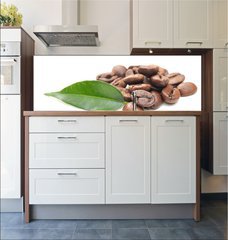 Fototapeta do kuchyn flie 180 x 60, 32616843 - coffee grains and leaf
