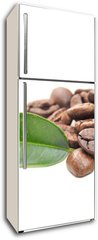 Samolepka na lednici fólie 80 x 200, 32616843 - coffee grains and leaf - kávová zrna a listy