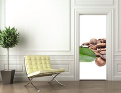 Samolepka na dvee flie 90 x 220, 32616843 - coffee grains and leaf