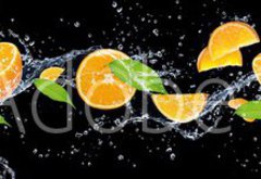 Samolepka flie 145 x 100, 326799222 - panorama of fruits in water on a black background