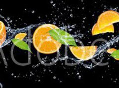 Samolepka flie 270 x 200, 326799222 - panorama of fruits in water on a black background