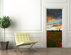 Samolepka na dvee flie 90 x 220  Poppy Field, 90 x 220 cm