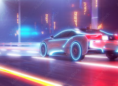 Samolepka flie 100 x 73, 327727860 - Future car going on the road 3d illustration