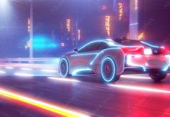 Fototapeta174 x 120  Future car going on the road 3d illustration, 174 x 120 cm