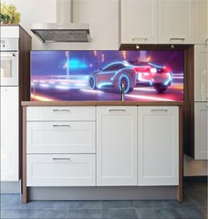 Fototapeta do kuchyn flie 180 x 60  Future car going on the road 3d illustration, 180 x 60 cm