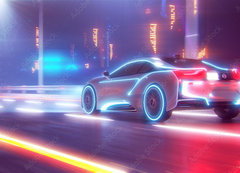 Samolepka flie 200 x 144, 327727860 - Future car going on the road 3d illustration
