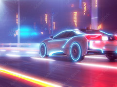 Samolepka flie 270 x 200, 327727860 - Future car going on the road 3d illustration