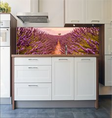 Fototapeta do kuchyn flie 180 x 60, 328521401 - Dramatic sunset landscape. Tree in lavender field at sunset in Provence, France
