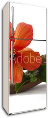 Samolepka na lednici flie 80 x 200, 33085231 - Red hibiscus on a wooden hand statuette