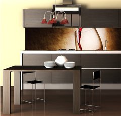 Fototapeta do kuchyn flie 260 x 60, 33098888 - Red Wine glass and Bottle
