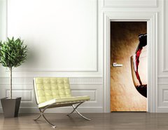 Samolepka na dvee flie 90 x 220, 33098888 - Red Wine glass and Bottle - erven sklo a lhev vna