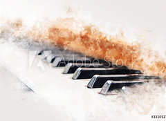 Fototapeta100 x 73  Abstract colorful piano keyboard on watercolor illustration painting background., 100 x 73 cm