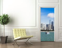 Samolepka na dvee flie 90 x 220  Chicago Downtown, 90 x 220 cm