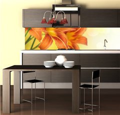 Fototapeta do kuchyně fólie 260 x 60, 33384107 - Yellow Lily Flower border design - Žlutá květu Lily Flower design