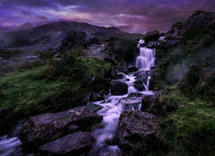 Fototapeta plátno 160 x 116, 334290929 - Snowdonia National Park sunrise, waterfall cascades with views of Afon Lloer - Východ slunce v národním parku Snowdonia, kaskády vodopádů s výhledem na Afon Lloer