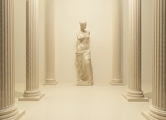 Fototapeta240 x 174  Ancient Statue of a nude Venus in the middle of perspective pill, 240 x 174 cm