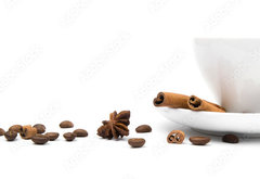 Fototapeta pltno 174 x 120, 33709348 - cup of coffee and  cinnamon bark