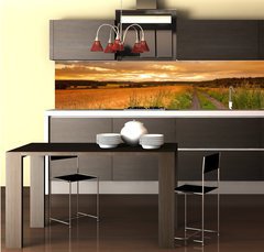 Fototapeta do kuchyn flie 260 x 60  A sunset photo of road and countryside, 260 x 60 cm