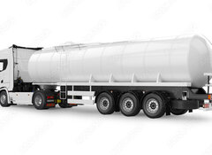 Samolepka flie 100 x 73, 340311682 - Tanker truck 3D rendering isolated on white background. Side-rear view.