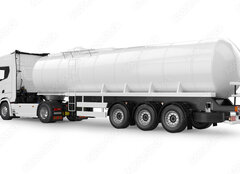 Fototapeta plátno 160 x 116, 340311682 - Tanker truck 3D rendering isolated on white background. Side-rear view.