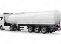 Samolepka flie 200 x 144, 340311682 - Tanker truck 3D rendering isolated on white background. Side-rear view.