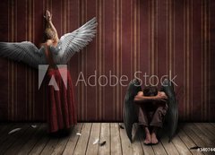 Fototapeta200 x 144  Two angels, man and woman, 200 x 144 cm