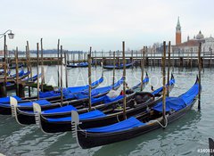 Samolepka flie 100 x 73, 34081600 - Italy, Venice gondola parking at sunset - Itlie, bentsk gondolov parkovit pi zpadu slunce