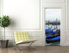 Samolepka na dvee flie 90 x 220  Italy, Venice gondola parking at sunset, 90 x 220 cm