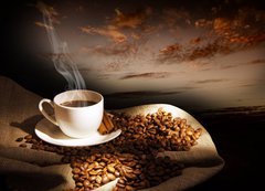 Fototapeta vliesov 200 x 144, 34083864 - Steaming cup of coffee