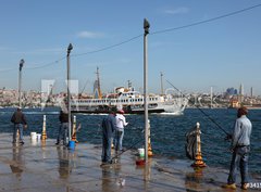 Fototapeta360 x 266  Fishermen in Istanbul, Turkey, 360 x 266 cm