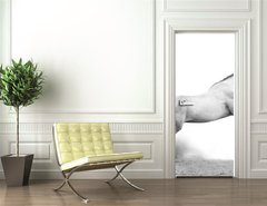 Samolepka na dvee flie 90 x 220, 34235049 - silver-white stallion on black