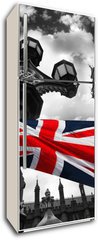 Samolepka na lednici flie 80 x 200  Big Ben with colorful flag of England, London, UK, 80 x 200 cm