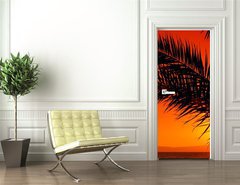 Samolepka na dvee flie 90 x 220  palm tree during sunset, 90 x 220 cm