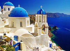 Fototapeta pltno 160 x 116, 34845316 - beautiful Santorini view of caldera with churches