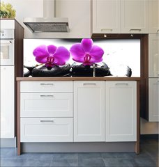 Fototapeta do kuchyn flie 180 x 60, 34882612 - Two orchid and black stone with reflection