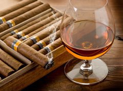 Fototapeta pltno 330 x 244, 34951476 - cuban cigar and cognac on wood background