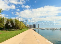 Samolepka flie 100 x 73, 35123236 - Lake Michigan lakeshore trail in Chicago - Jezero Michigan jezern stezka v Chicagu