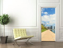 Samolepka na dvee flie 90 x 220  Lake Michigan lakeshore trail in Chicago, 90 x 220 cm