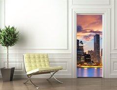 Samolepka na dvee flie 90 x 220  Chicago Skyline, 90 x 220 cm