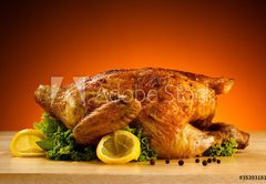 Fototapeta pltno 174 x 120, 35393181 - Rosted chicken and vegetables - Kue a zelenina rozkroj