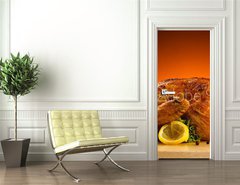 Samolepka na dvee flie 90 x 220  Rosted chicken and vegetables, 90 x 220 cm