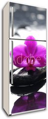 Samolepka na lednici flie 80 x 200  Three zen stones and three orchids with reflection, 80 x 200 cm